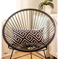 Black Greek Key Pattern Lumbar Throw Pillow