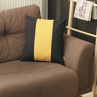 Black And Yellow Centered Strap Throw Pillow