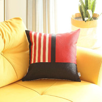 Red And Black Printed Geometric Throw Pillow