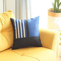 Blue And Black Printed Geometric Throw Pillow