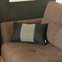 Yellow And Black Houndstooth Lumbar Throw Pillow
