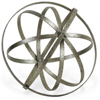 10"" Speckled Gray Metal Orb Decorative Sculpture