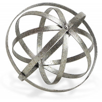 8"" Speckled Gray Metal Orb Decorative Sculpture