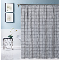 Gray Modern Striped Crinkle Shower Curtain