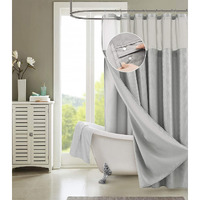 Silver Modern Grid Shower Curtain And Liner Set