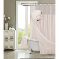 Blush Sheer And Grid Shower Curtain And Liner Set