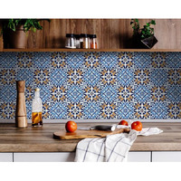 4"" X 4"" Blue White Golden Peel And Stick Tiles