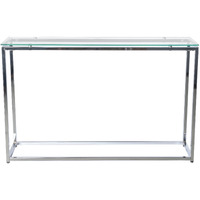 Geo Xl Rectangle Clear Glass And Chrome Console Table