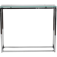 Geo Rectangle Clear Glass And Chrome Console Table