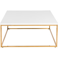 35"" Gold And White Manufactured Wood And Metal Square Coffee Table