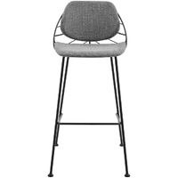 Set Of Two Leaf Framed Gray Bar Stools
