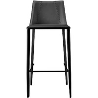 Rich Black Faux Leather Bar Stool