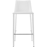 Rich White Faux Leather Bar Stool