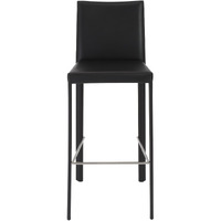 Set Of Two Full Black Faux Leather Bar Stools