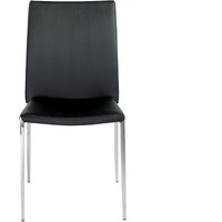 Set Of Two Long Back Black Faux Leather Chairs