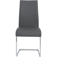 Set Of Four Gray Faux Faux Leather Long Back Cantilever Chairs