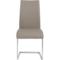 Set Of Four Beige Faux Faux Leather Long Back Cantilever Chairs