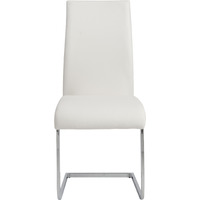 Set Of Four White Faux Faux Leather Long Back Cantilever Chairs