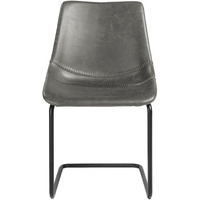 Set Of Two Gray Faux Faux Leather Black Cantilever Chairs