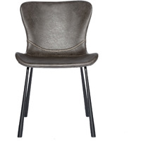 Set Of Two Dark Gray Faux Faux Leather Side Chairs
