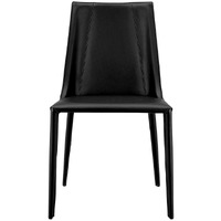 Sleek All Black Faux Leather Dining Or Side Chair