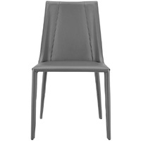 Sleek All Dark Gray Faux Leather Dining Or Side Chair