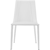 Sleek All White Faux Leather Dining Or Side Chair