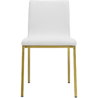 Set Of Two Minimalist White Faux Faux Leather And Gold Chairs