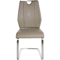 Set Of Two Beige Faux Leather Cantilever Chairs