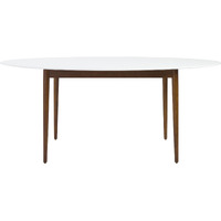 Modern Walnut And White Oval Dining Table