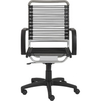 43"" Chrome And Black Round Bungee High Back Office Chair