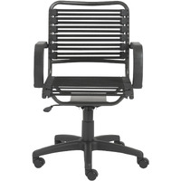 37"" All Black Flat Bungee Cord Mid Back Office Chair