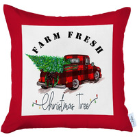 Christmas Buffalo Check Pick Up Truck Throw Pillow