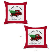 Set Of 2 Christmas Buffalo Check Pick Up Truck Throw Pillows