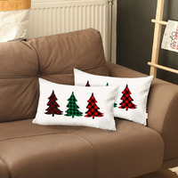 Set Of 2 Christmas Tree Trio Plaid Lumbar Pillow Covers