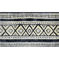 2' X 4' Black And Gray Modern Tribal Washable Floor Mat