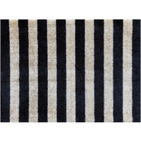 2' X 3' Black And Tan Wide Stripe Washable Floor Mat
