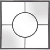 Graphite Geometric Design Square Metal Wall Mirror