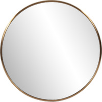 32"" Antiqued Brushed Brass Round Wall Mirror