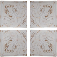 Set Of 4 Whitewashed Arabesque Carved Wall Art