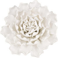 Cream Exaggerated 6"" Ceramic Flower Wall Art