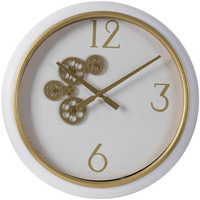 White And Gold Gears Minimal Wall Clock
