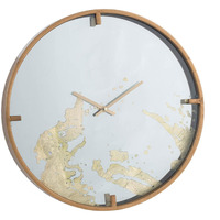 Modern Minimal 16"" Gold And Mirror Round Wall Clock