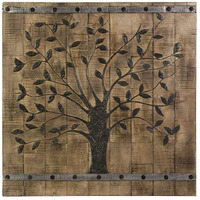 Rustic Brown Barn Door Tree Of Life Wall Art