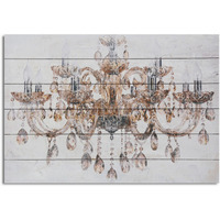 26"" Luxurious Vintage Chandelier Wood Plank Wall Art