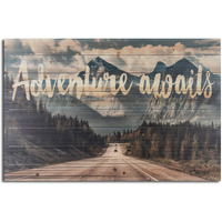 Adventure Awaits Wood Plank Wall Art