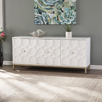 White And Gold Moroccan Dynasty Three Door Accent Cabinet