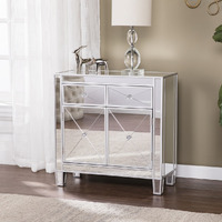 Glamorous Mirrored Bling Two Door Storage Accent Cabinet