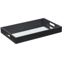 Black Shagreen Tray With Beveled Mirror