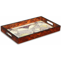 World Map Vintage Burlwood Serving Tray